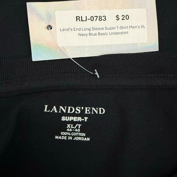 Land's End Long Sleeve Super T-Shirt Men's XL Navy Blue Basic Undershirt - Picture 4 of 5